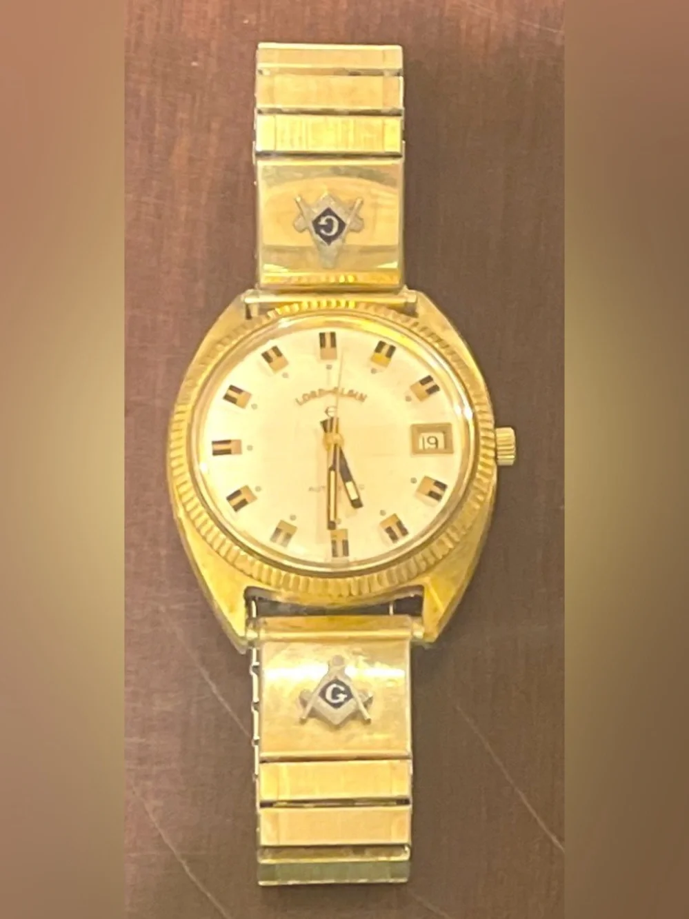 Lord Elgin Vintage Watch Masonic  Mechanical 10 M Gold Electroplated Works